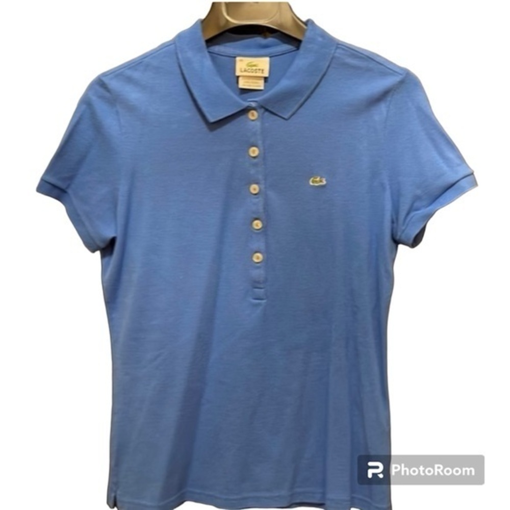 LACOSTE 5-Button Polo Shirt Blue Shortsleeve‎ Women's Size 44
